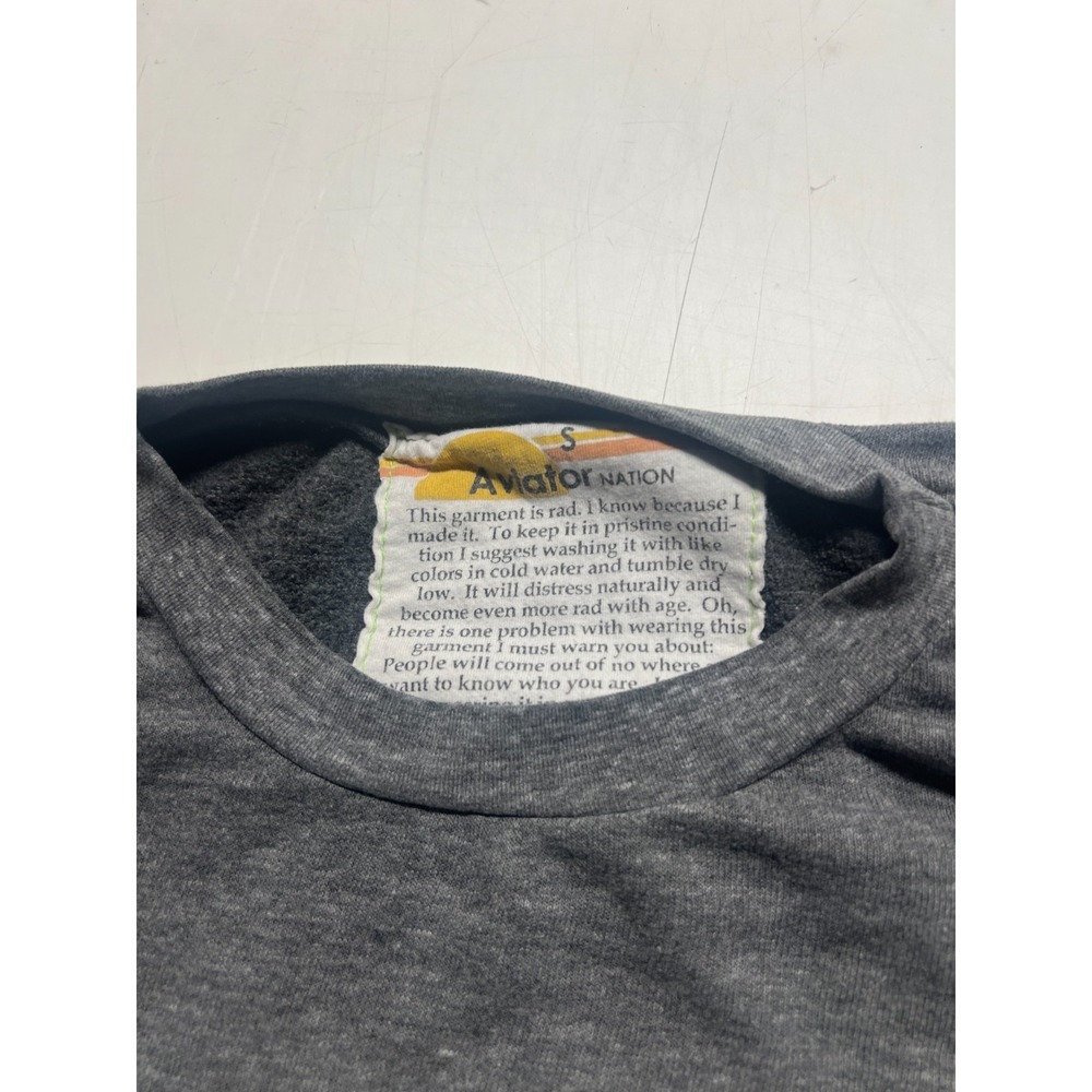 Aviator Nation Oversized Sweatshirt Gray Boxy Fit Gym Running Women Sz Small USA - Picture 5 of 9